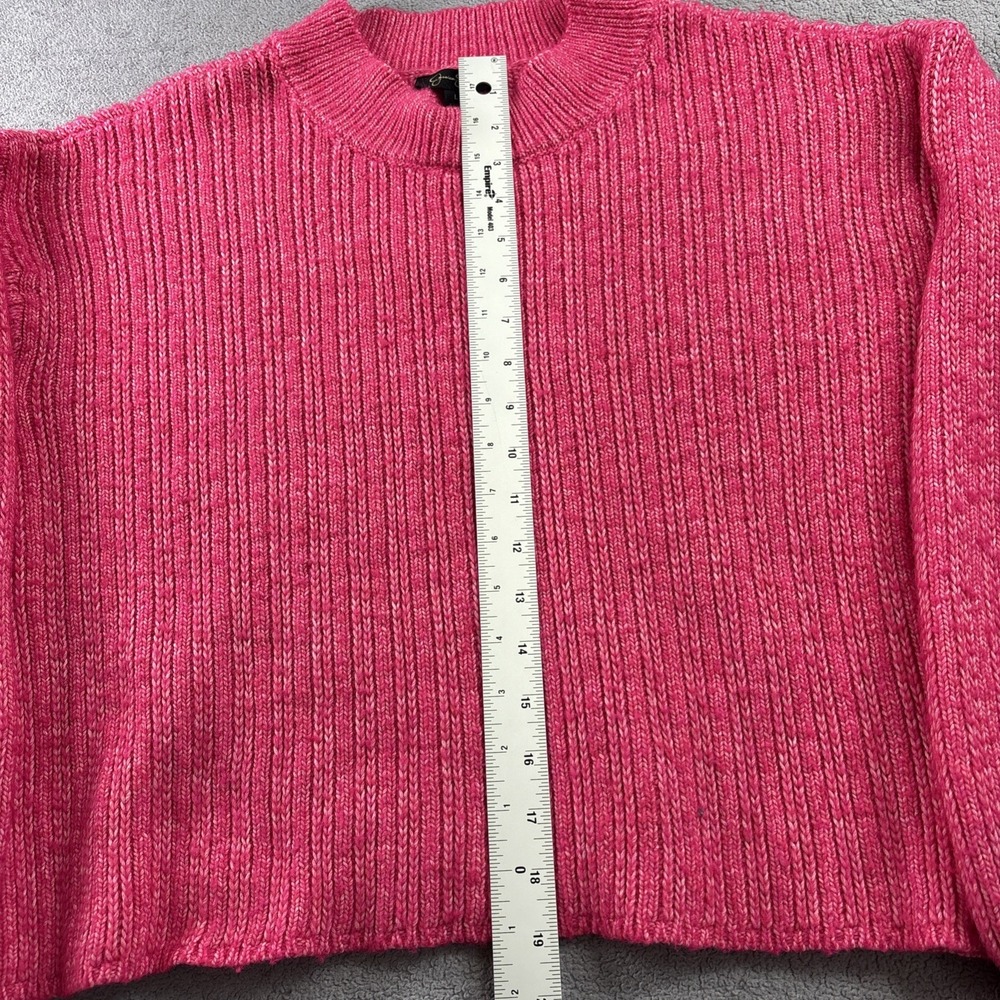 Jessica Simpson Ribbed Knit Cropped Mock Neck Sweater – Women's Size L– Hot Pink - Picture 2 of 13